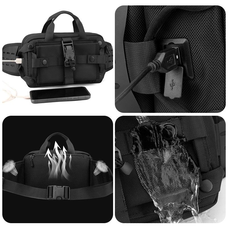 胸包男斜肩跨包腰包防水户外多功能运动休闲路亚包战术工具机能包