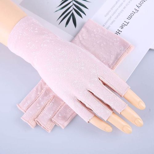 夏季手套薄款男女开车防电动车防滑半指露二指手套