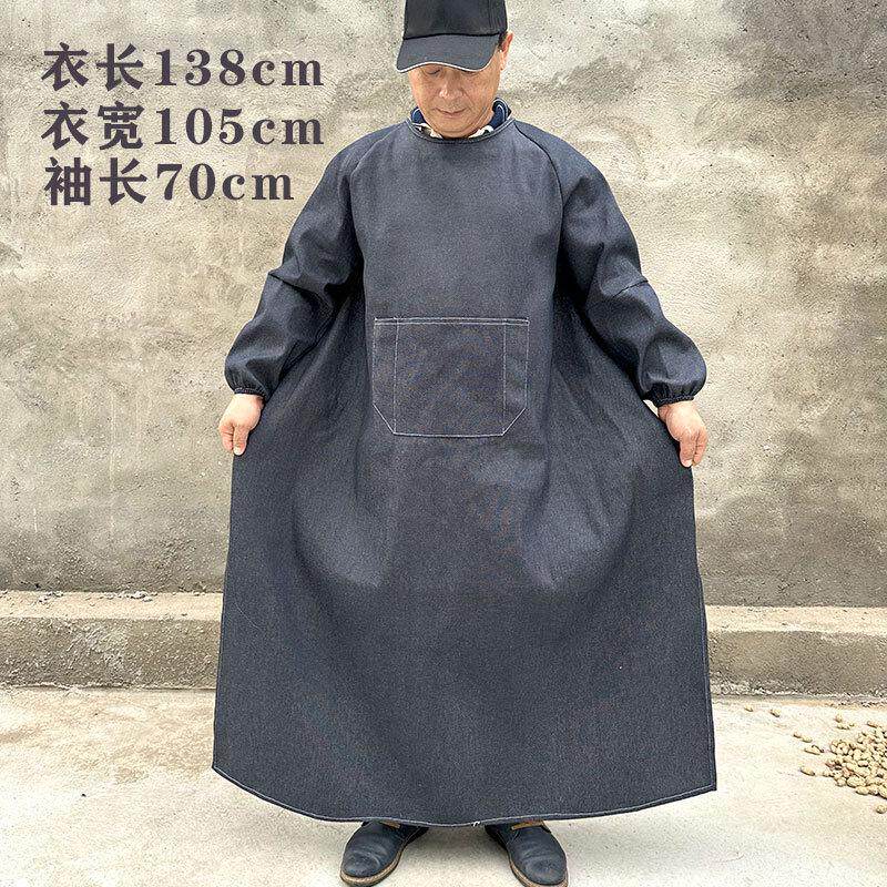 上班男干活工作服加肥加长耐磨围裙仓库透气牛仔罩衣工厂定制新品