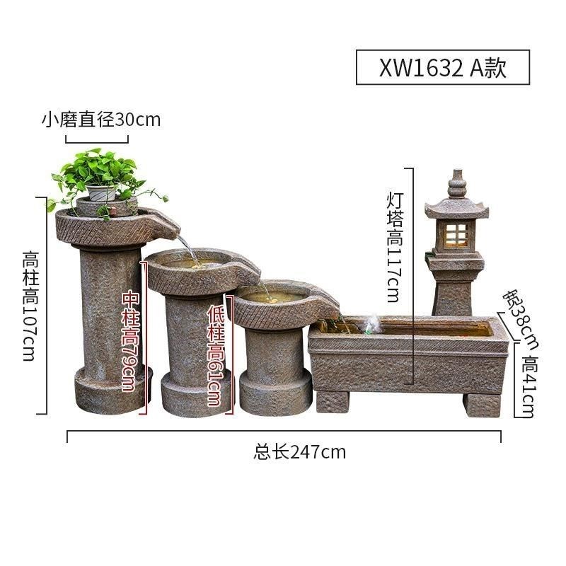 石磨喷泉摆件阳台花园装饰循环水造景鱼池假山流水景观庭院简约