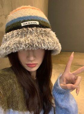 帽子女2024新款冬季保暖大头围针织帽加厚护耳毛线帽洋气韩版百搭