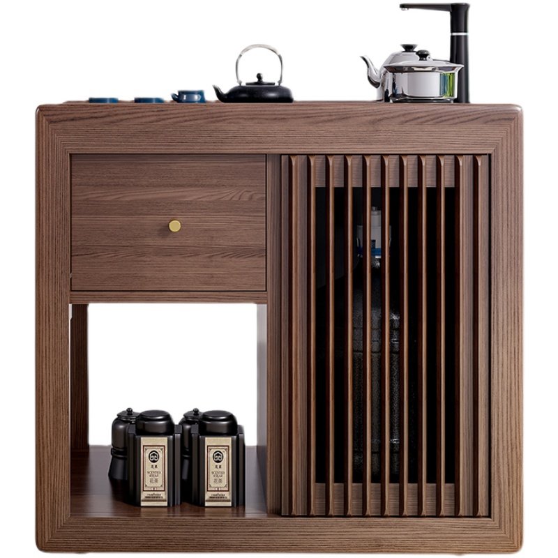 简约全实木阳台茶桌可移动泡茶台烧水一体小型家用乌金石功夫茶台