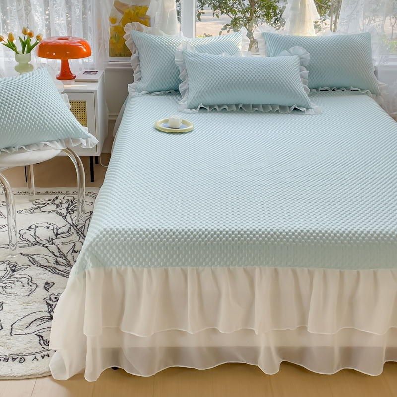 新款新款凉席床裙三件套夏季空调软席3按冰豆豆凉席三件套床裙枕,床上用品,冰丝席,淘宝优惠券,粉丝福利购,淘宝优惠卷