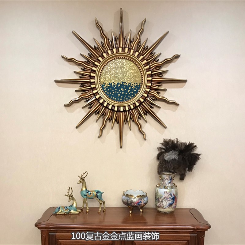 美式轻奢装饰画酒k店客厅背景墙壁挂画北欧玄关过道挂饰太阳花挂图片