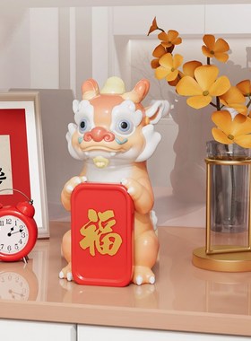 龙年摆件 周双招财纳福龙电视柜桌面可爱新年礼物卧室床头装饰品