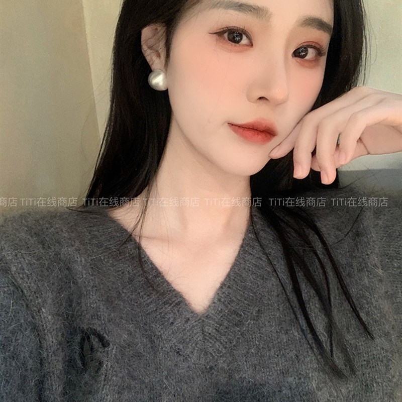 工厂销金属拉丝磨砂圆球耳钉小众设计感高级耳环2023X年新款潮耳