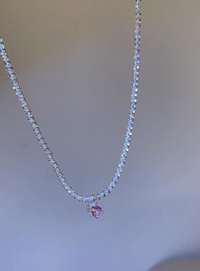 韩版小众a设计粉钻波光粼粼项链女满天星超闪时尚轻奢高级感锁骨