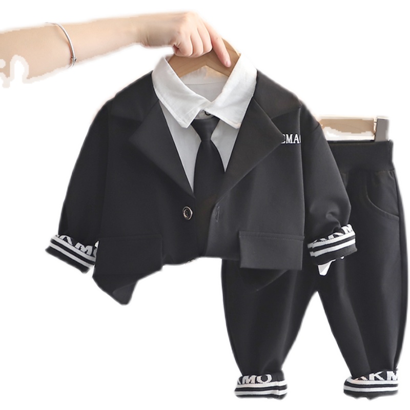 儿童秋装男童套装潮帅气时髦西装三件套宝宝春秋衣服洋气2021新款