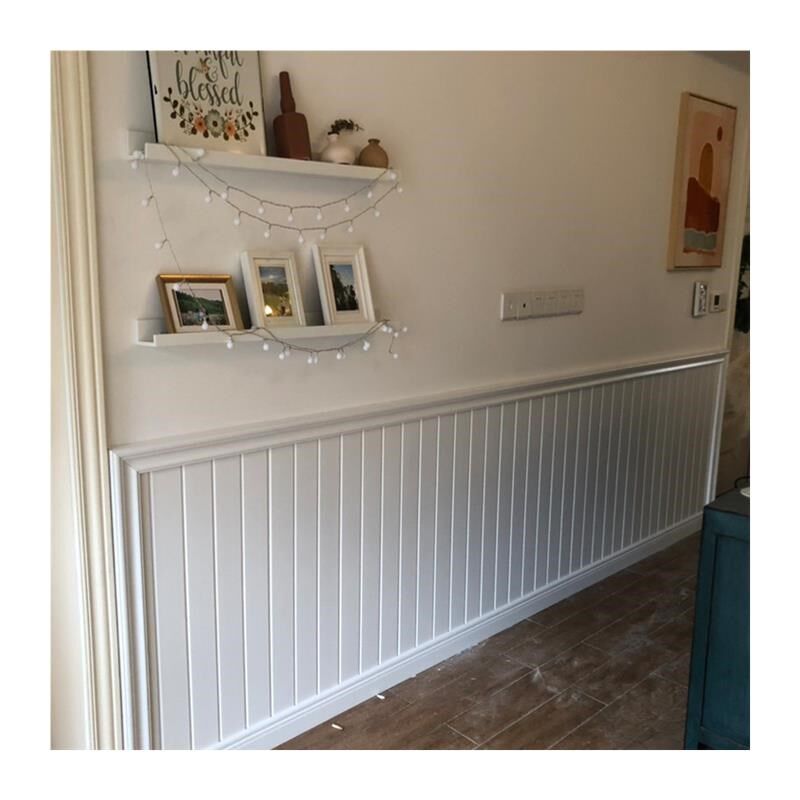 原木护墙板墙裙美式实木扣板白色快装桑拿板吊顶阳台墙围板背景墙