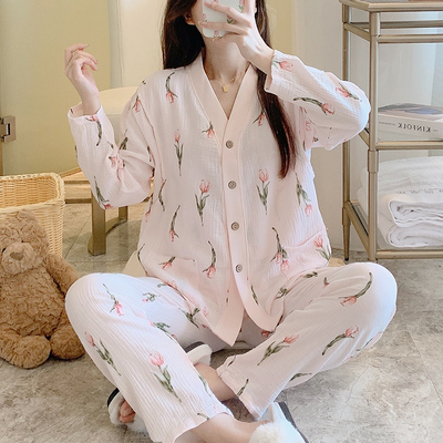 孕妇睡衣春夏纯棉纱布月子服秋季产后哺乳款怀孕期专用产妇喂奶女