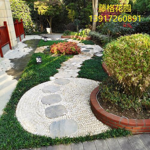 花园庭院别墅景观建造硬化铺设鹅卵石小路径假山锦鲤鱼池设计施工