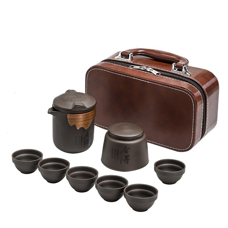 旅行功夫紫砂茶具套装家用户外便携E收纳简约快客杯一壶六杯带茶,餐饮具,旅行茶具,淘宝优惠券,粉丝福利购,淘宝优惠卷