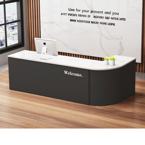 公司前台接待台转角收银台服装店美容院教育机构吧台桌弧形柜台桌