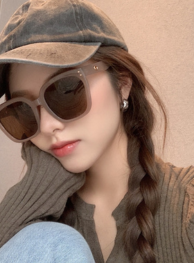 韩版网红款奶茶色偏光墨镜复古方形大框显瘦情侣街拍太阳眼镜女潮