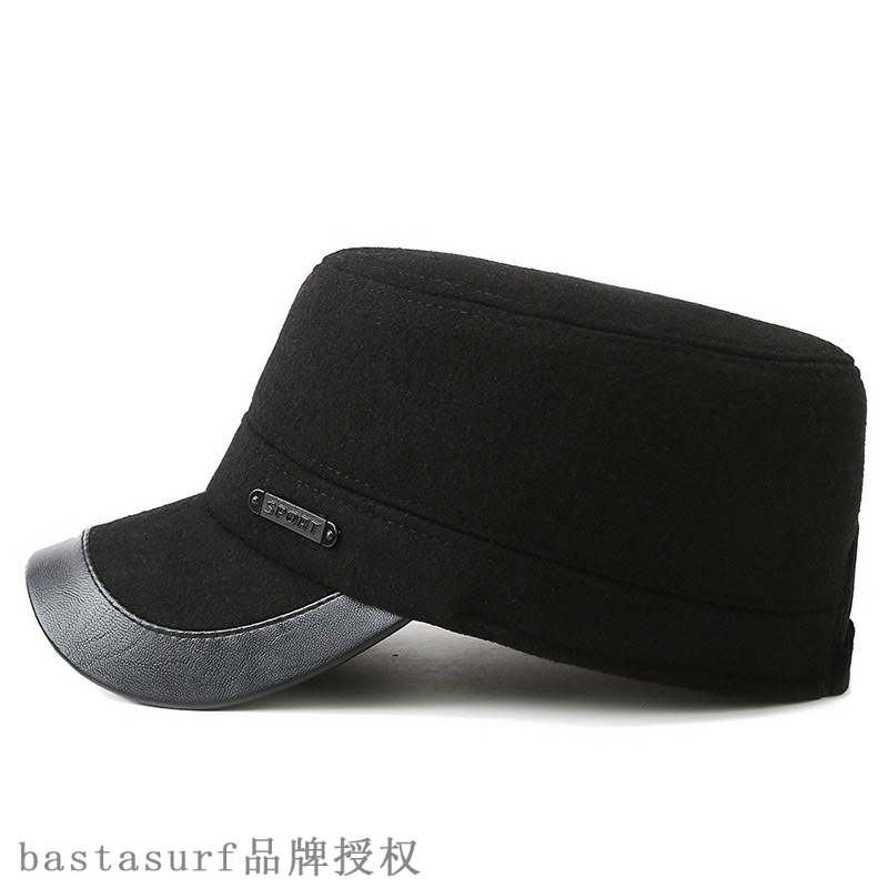 推荐Winter new warm woolen men's flat top hat fashion outdoo