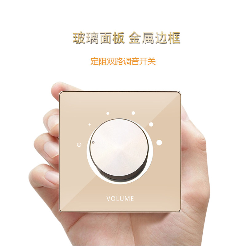 调音开关背景音乐音量调节面板喇叭音控器双路定阻玻璃面板T3