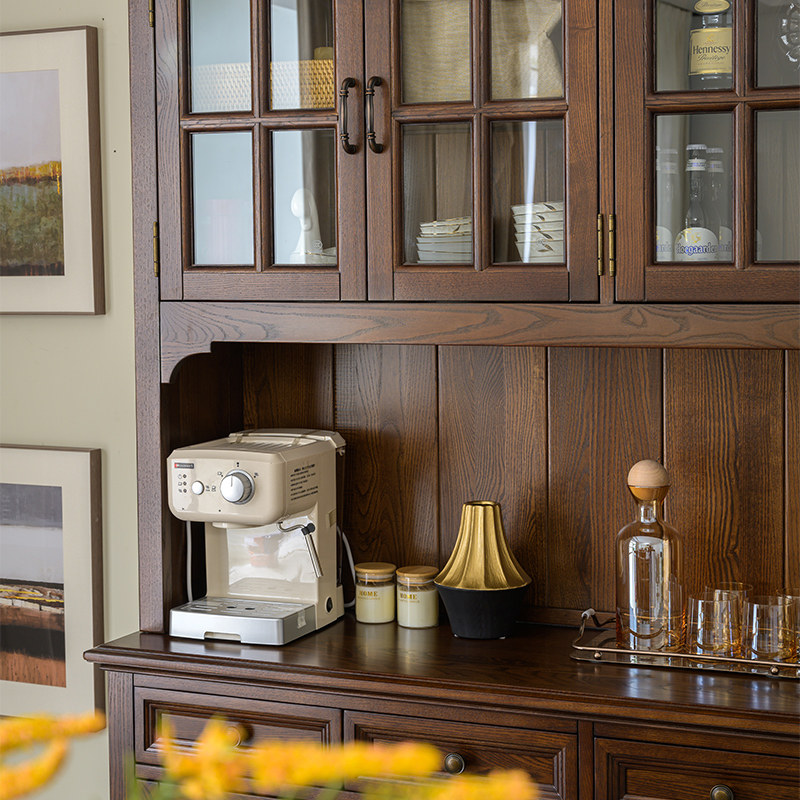 美式纯实木餐边柜到顶高酒柜一体靠墙全原木简约家具多功能餐厅柜,住宅家具,酒柜,淘宝优惠券,粉丝福利购,淘宝优惠卷