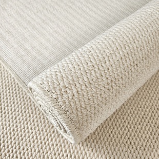 奶油风客厅地毯防猫抓米白色法式 素色茶几毯极简仿羊毛地垫高级感