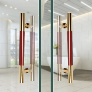 玻璃门拉手钛金中木纹KTV木门不锈钢门把手中式金色大门大拉手