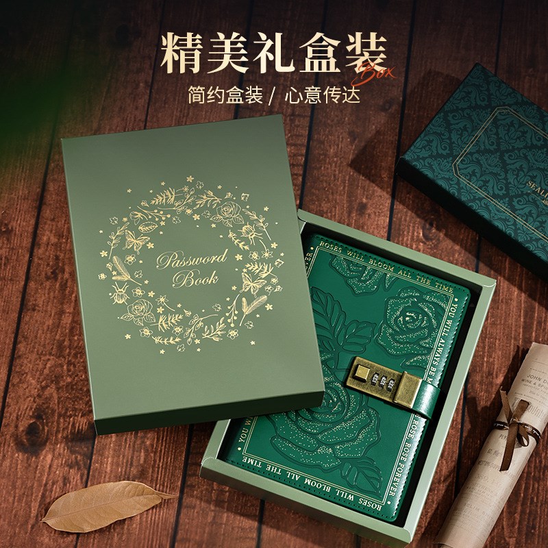 原创手账b本复古带锁密码笔记本密码锁本子学日记本手账礼盒高颜