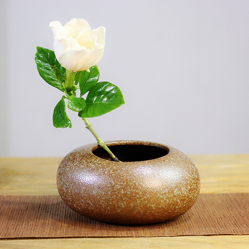 茶席插花a水滴花器花盆陶瓷水培中式插花器皿东方花艺简约禅意花
