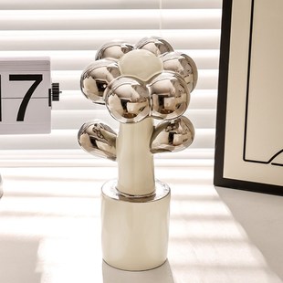 创意北欧郁金香仿真花朵摆件客厅书房卧室艺术几何陶瓷花朵装 饰品