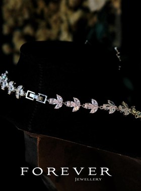 新款奢华新娘蓝锆石项链耳环套装晚宴会婚礼首饰结婚纱礼服配饰品