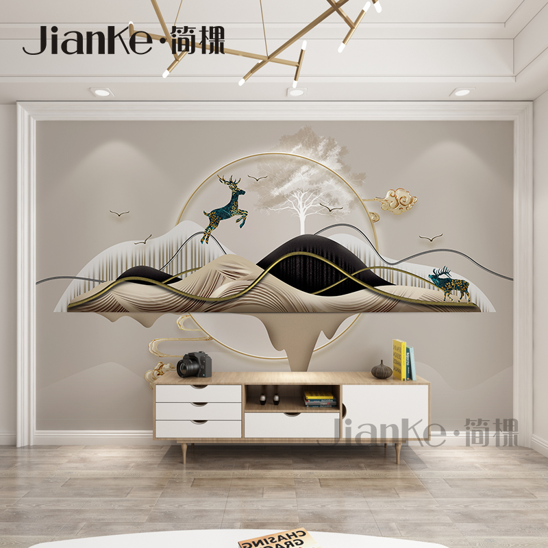 3D竹木纤维集成墙板电视背景墙客厅沙发茶室酒店办公室装饰护墙板