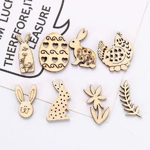 推荐50pcs Handcraft Eggs DIY Craft Wooden Easter Rabbit East