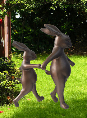 玻璃钢仿铜小兔子雕塑户外草坪装饰小品景观花园楼盘动物造景摆件