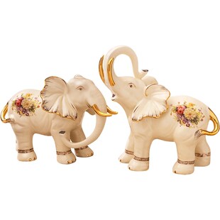 欧式陶瓷大象摆件一对招财镇宅吉祥大号客厅电视柜玄关酒柜装饰品