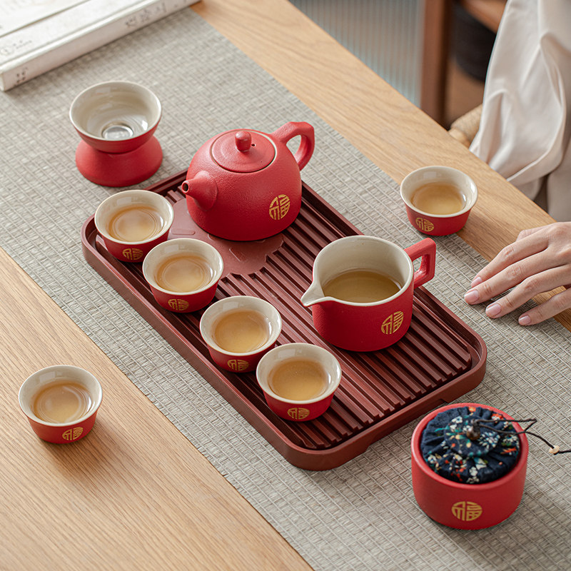 结婚喜庆陪嫁用品改口敬茶杯套装喜杯子婚礼红色茶具大寿生日送礼,餐饮具,功夫茶具,淘宝优惠券,粉丝福利购,淘宝优惠卷