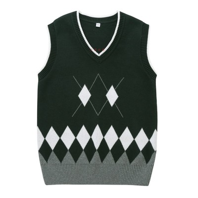 艾顿校服 英伦风学生枣红色春秋马甲 枣红藏青全棉针织背心