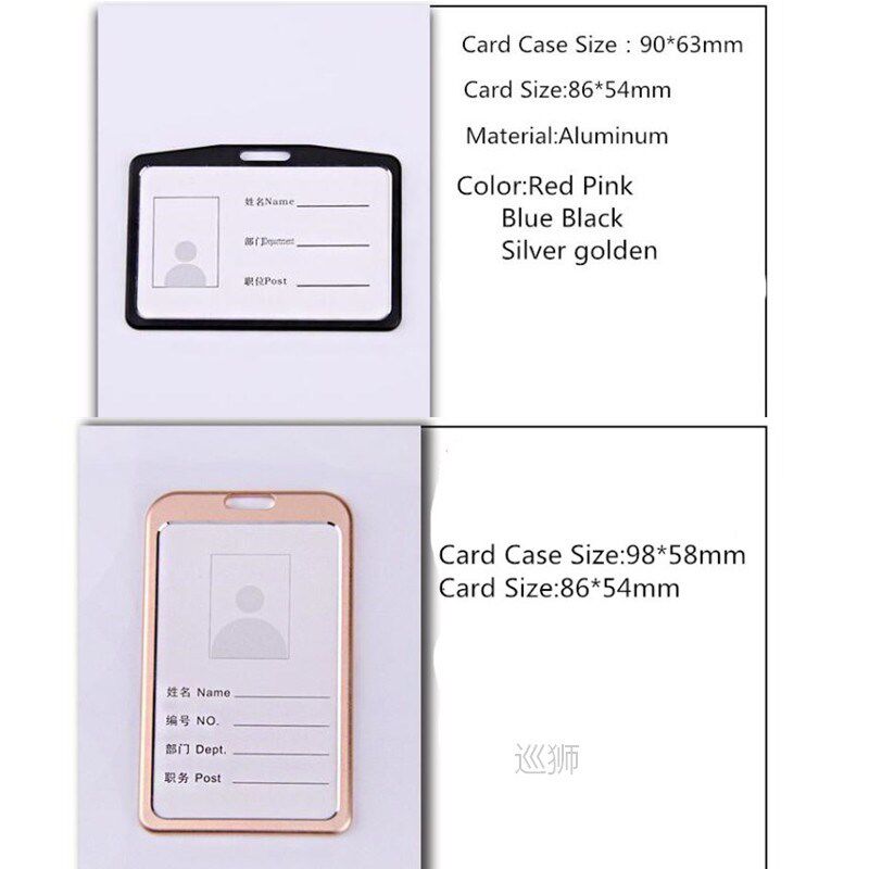 Horizontal Vertical Metal Staff Work Card Holder with Retrac