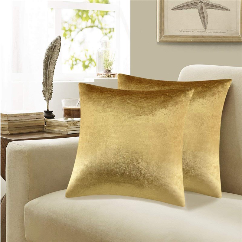 速发Gold Modern Solid Cushion Covers for Sofa Couch Bed Thro