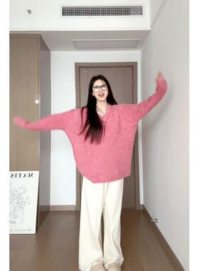 新圈圈毛衣外穿秋冬宽松慵懒风中长款秋冬季加厚上衣百搭套头6630