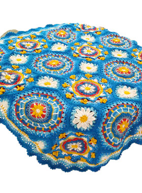 拉韦纳拼花毯子毛线材料包DIY手工钩针编织沙发坐垫盖毯