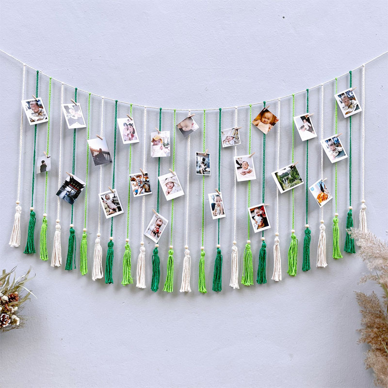 ins风手工编织棉绳照片墙u网红创意组合相片装饰墙背景墙diy材料