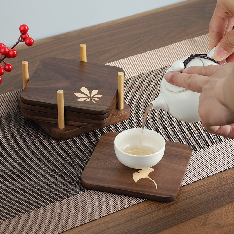 实木印花餐垫隔热垫碗垫锅垫餐桌餐盘垫家用防烫日式杯垫木质