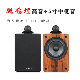 5寸二分频发烧音箱被动HIFI鹦鹉螺高音DIY惠威喇叭家用木质音响