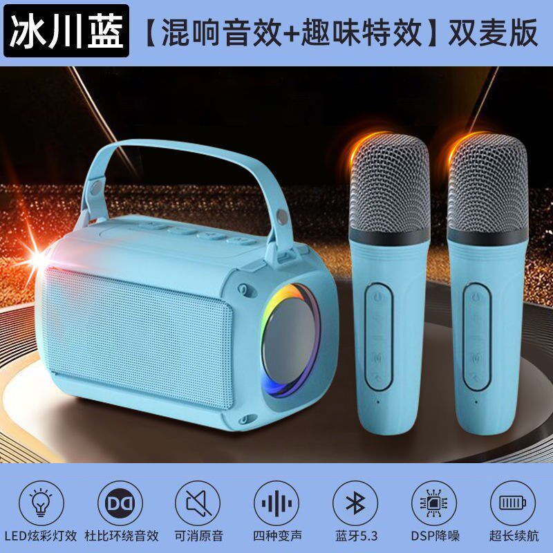 新款T33蓝牙音响l无线话筒k歌户外k歌便携式家庭KTV麦克风音箱