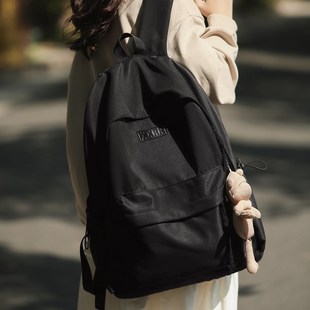 书包女大学生大容量高中生简约百搭背包女生女白色旅行森系双肩包