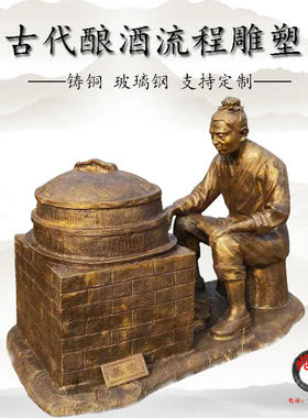酿酒流程摆件民俗文化古代传统手艺人物户外园林玻璃钢铸铜雕塑像