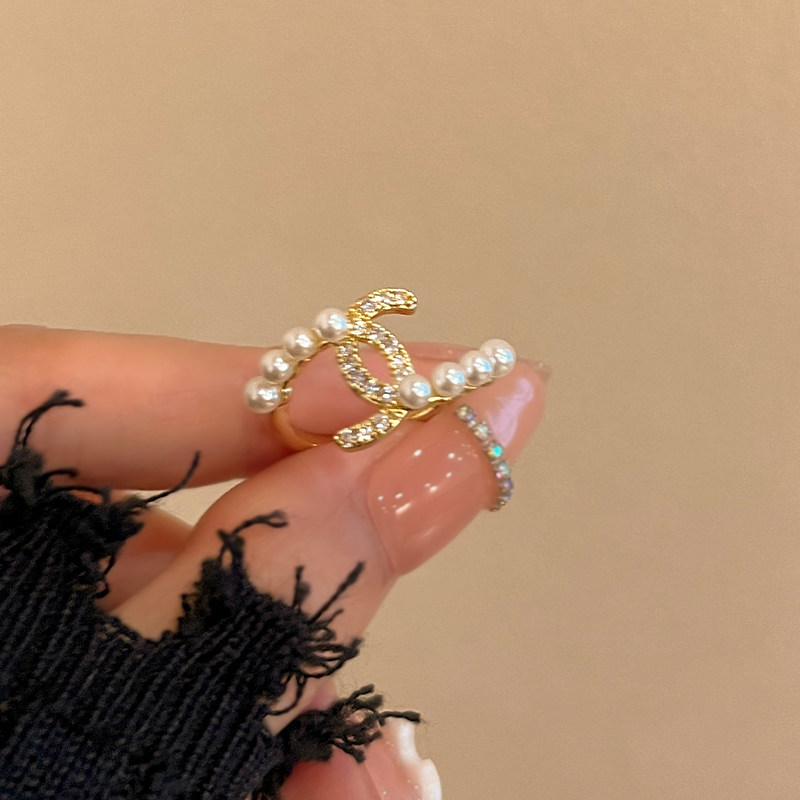 小众高货珍珠食指戒指女士2023新款小众设计高级感时尚个性开口可