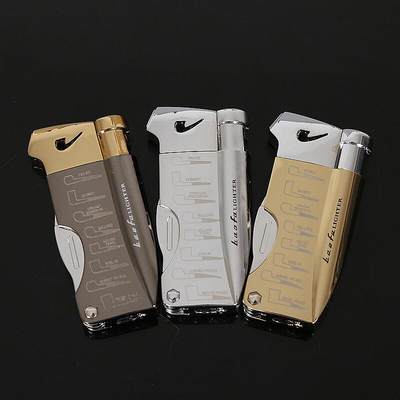 网红New Multifunctional Flashlight Lighter Metal Butane Gas