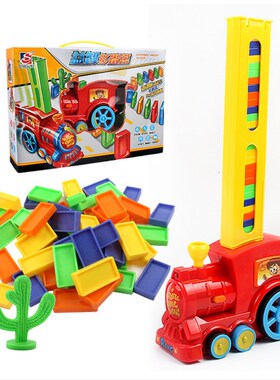 Domino Train Toy Set Rally Electric Train Model With 60 Pcs