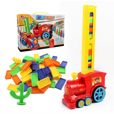Domino Train Toy Set Rally Electric Train Model With 60 Pcs