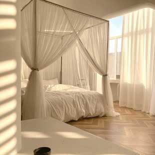 2021新款 奶白色宫廷1.8m床1.5米E蚊帐1.35家用加密三开门落地网红