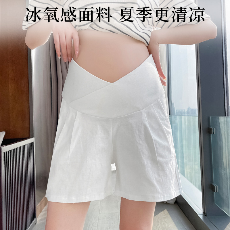 孕妇短裤夏款外穿夏天低腰v棉麻孕早期夏季薄款阔腿夏打底裤子夏