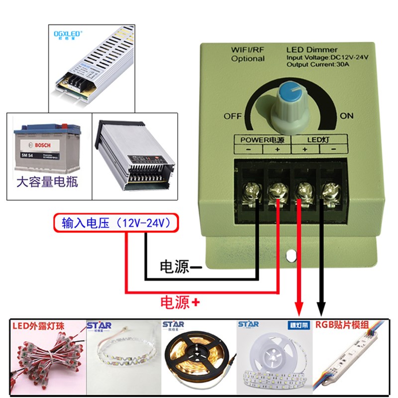 D调光控制器单h色灯带模组 灯条 外露V灯 广度招调12-24V亮告 家装灯饰光源 灯具配件 原图主图